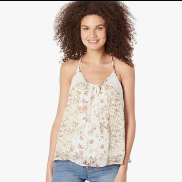 Miss Me Ladies Ivory Floral Cami with Lace Detail - Picture 1 of 5